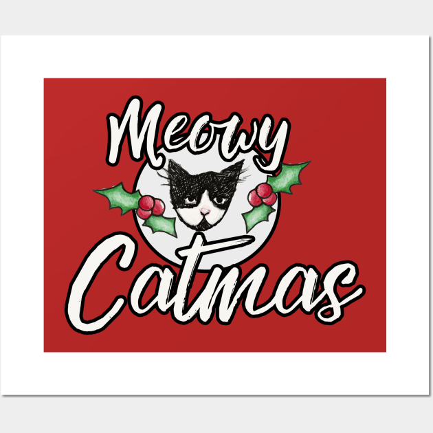 Meowy Catmas Wall Art by bubbsnugg